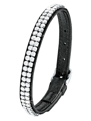 s. Oliver Damen-Armband Lederarmband Edelstahl Kristall Rundschliff 21 cm