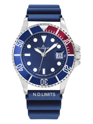 Dugena Herren Quarz Armbanduhr Blaues Kautschuk Armband Diver 30 BAR - Sport Line 4460774 - B-Ware
