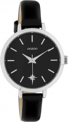 Oozoo Damenuhr Star mit Lederband 30 MM Schwarz C10389