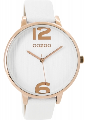 Oozoo Damenuhr mit Lederband 42 MM Rose / Weiß / Weiß C9531