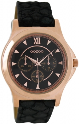 Oozoo Damenuhr mit Lederband 40 MM Schwarz / Dunkelgrau C6574