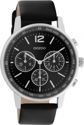 Oozoo Herren Armbanduhr mit Lederband 42 MM Schwarz / Schwarz C10813