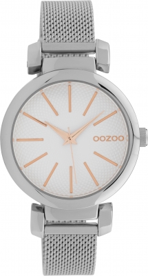 Oozoo Damenuhr mit Metallband 36 MM Weiß / Silberfarben C10128