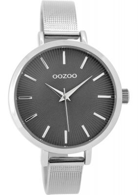 Oozoo Damenuhr mit Edelstahl Milanaise Armband 38 MM Dunkelgrau / Silberfarben C9492