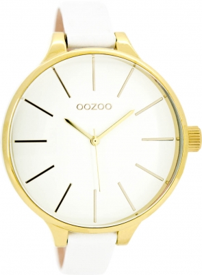 Oozoo Damenuhr mit Lederband 45 MM Goldfarben / Weiß / Weiß C8055