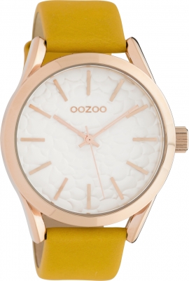 Oozoo Damenuhr mit Lederband 43 MM Weiß / Orange C10463